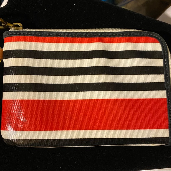 Fossil Wristlet Coated Canvas‎ Striped Red Black - Picture 2 of 4